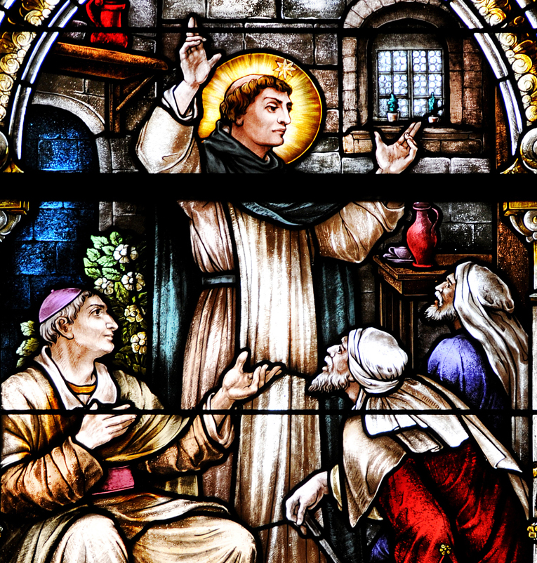 nashville dominicans, Dominican sisters of st. cecilia congregation, nashville, education, teaching, dominican sisters, st. cecilia congregation, stained glass windows, st cecilia chapel, life of dominic in stained glass, franz mayer stained glass, dominic converts the innkeeper, dominic preaching