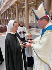 First Profession of Vows took place August 10, 2023 for five sisters at the Cathedral of the Incarnation. Bishop  Spalding  was the main celebrant.