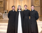 Sister Mary Sophia with three of her brothers, Father James, Father Danny, and Father Nicholas.