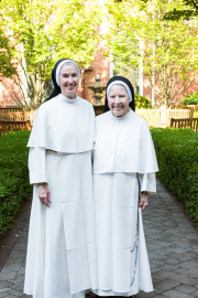 Sister Mary Reginald, celebrating her 60th Jubilee of religious profession, stands with Mother Anna Grace.