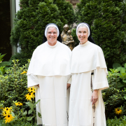 Sister Mary Christopher, celebrating her Golden Jubilee of religious profession, stands with Mother Anna Grace.