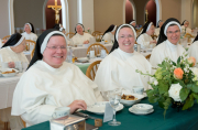 The sisters enjoy a celebratory breakfast with the community.