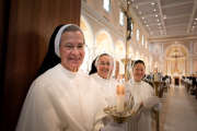Sister Terese, Sister Ann Hyacinth, and Sister Jane Dominic line up for the entrance procession.