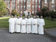 On July 13, ten sisters who celebrated the 25th anniversary of religious profession (from left to right) pose with Mother Anna Grace: Sister Mary Juliana, Sister Mary Edith, Sister Mary Grace, Sister Vincent Marie, Sister Maria Fidelis, Sister Anne Frances, Mother Anna Grace, Sister Anne Catherine, Sister John Paul, Sister Mary Barbara, Sister Marie Celine.