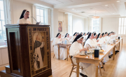 Most meals are eaten in silence while a sister reads from a spiritual book