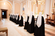 Once the postulants received their habit from Mother, they were clothed in the habit and processed into the chapel as new novices.