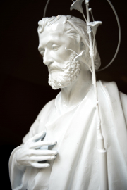 The restored statue of St. Joseph remained in the exonarthex of the St. Cecilia chapel and cloistered garden for several weeks.