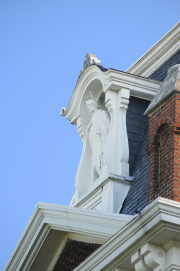 Close up view of the St. Joseph statue before removal for restoration.