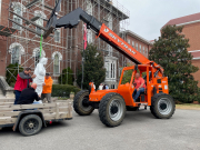 Workers carefully transported the St. Joseph statue to the Motherhouse on November 18, 2021, to await the reinstallation on the Solemnity of the Immaculate Conception.