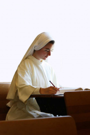 She studies the Catechism of the Catholic Church, Canon Law, and Church documents, especially those related to religious life.