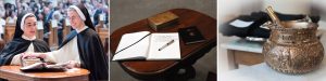 Perpetual profession, vow book that will be signed by sisters, asperges for blessing the black veils