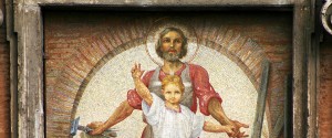 rome, mosaic, st joseph and child jesus